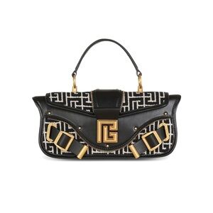 BALMAIN Blaze leather clutch bag with jacquard monogram